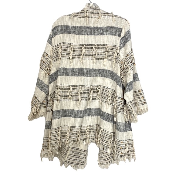 World Market Cream Stripe Fringe Embellished Jacket - Picture 2 of 5